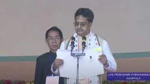 Manik Saha sworn in as chief minister of Tripura for second time