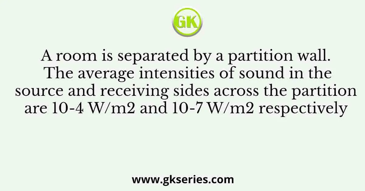 A room is separated by a partition wall. The average intensities of sound in the source and receiving sides across