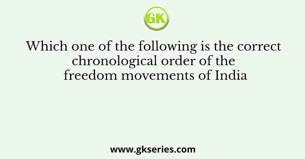 Which one of the following is the correct chronological order of the freedom movements of India
