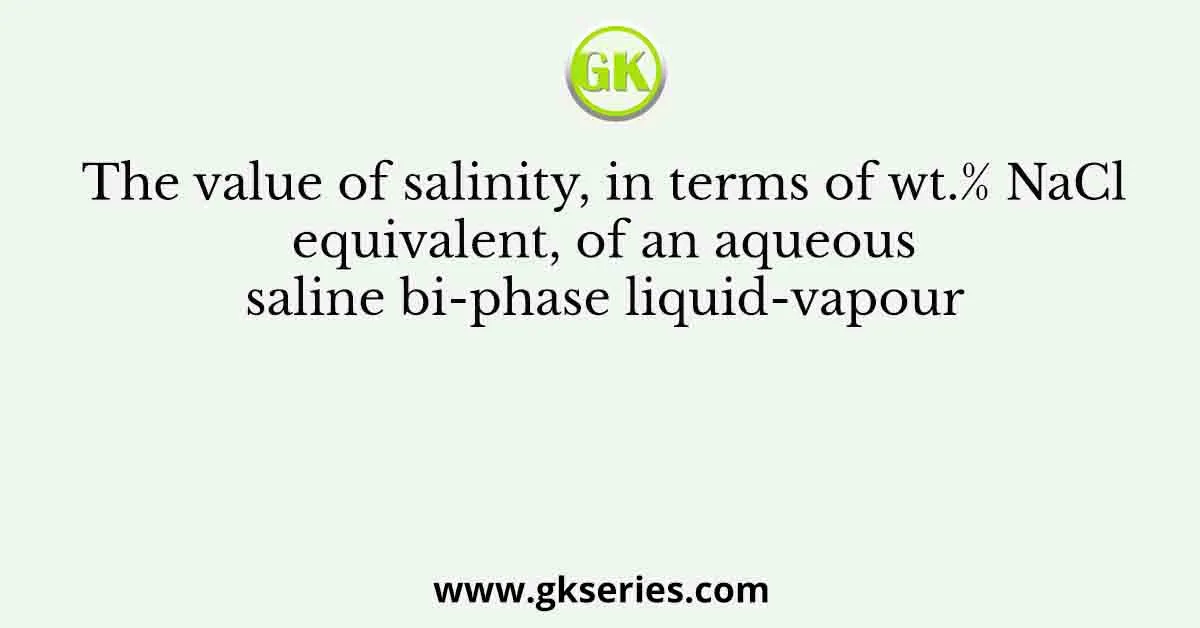 The value of salinity, in terms of wt.% NaCl equivalent, of an aqueous saline bi-phase liquid-vapour