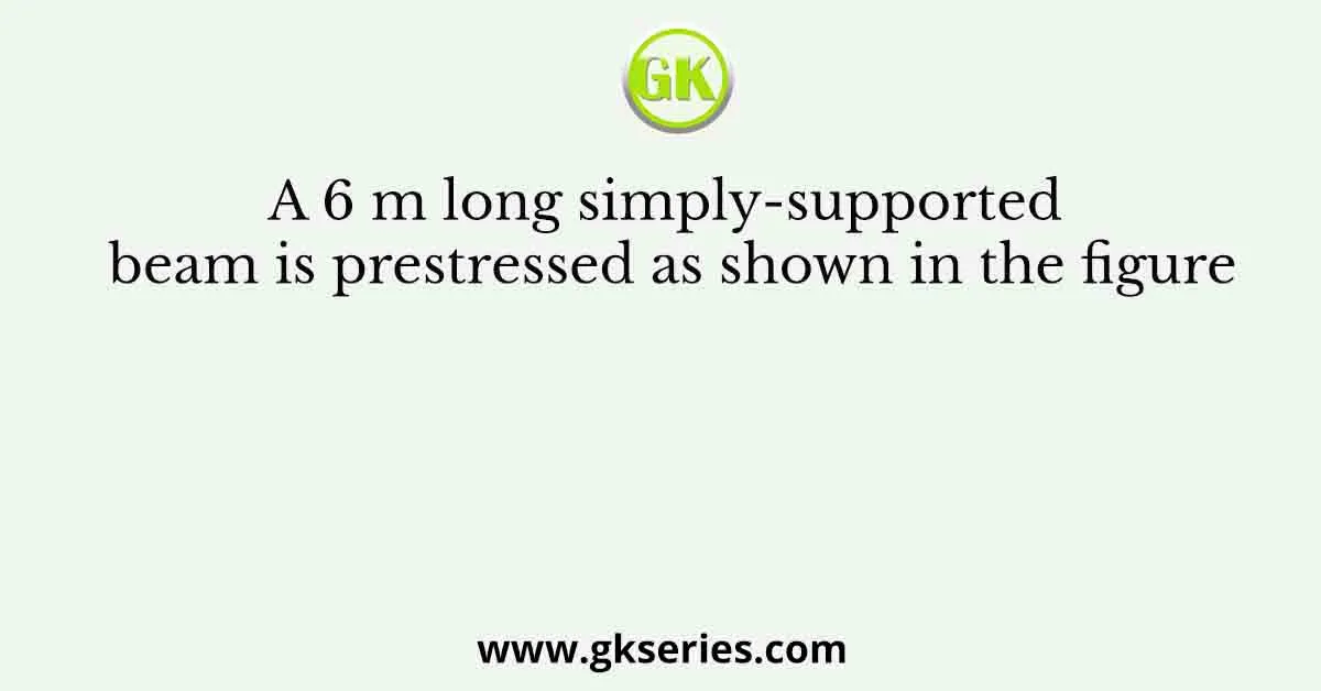 A 6 m long simply-supported beam is prestressed as shown in the figure
