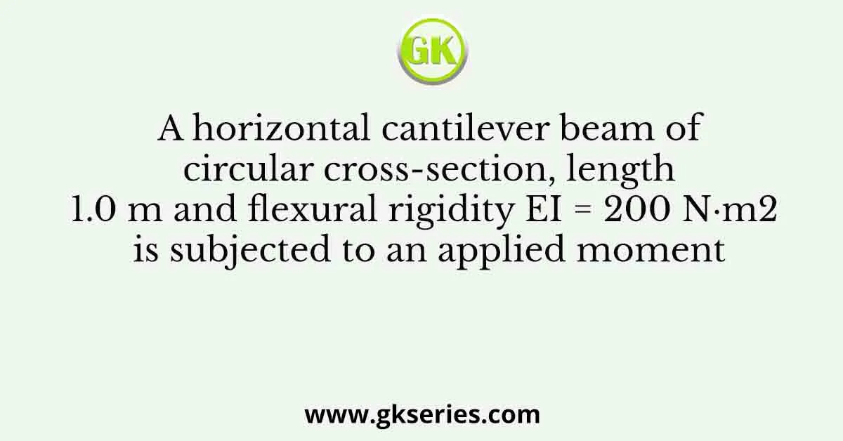 A horizontal cantilever beam of circular cross-section, length 1.0 m and flexural rigidity EI = 200 N·m2 is subjected to an applied moment
