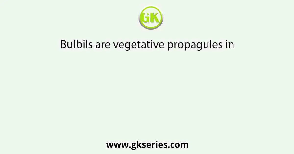 Bulbils are vegetative propagules in