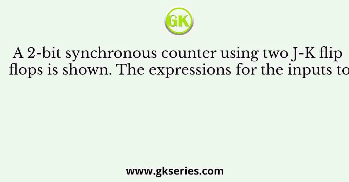 A 2-bit synchronous counter using two J-K flip flops is shown. The expressions for the inputs to