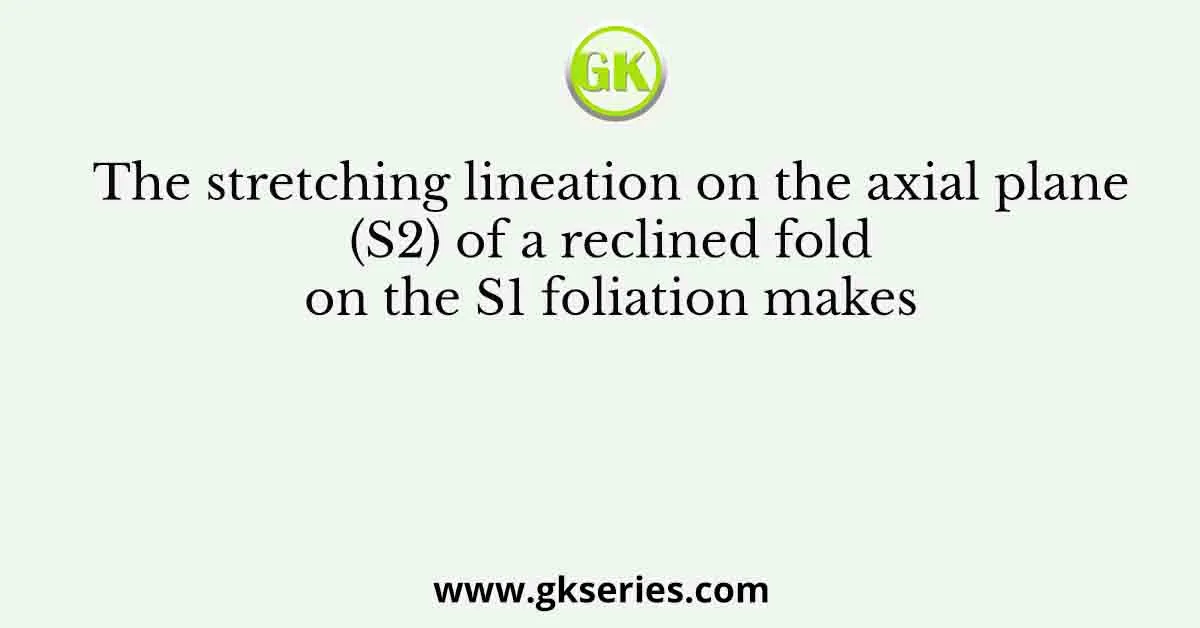 The stretching lineation on the axial plane (S2) of a reclined fold on the S1 foliation makes