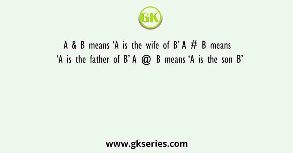 A B Means ‘A Is The Wife Of B A B Means ‘A Is The Father Of B A @ B Means ‘A Is The Son B
