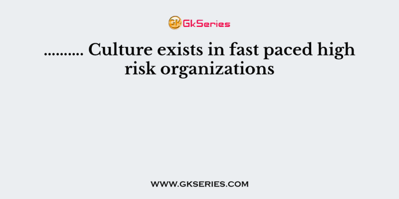 ………. Culture exists in fast paced high risk organizations