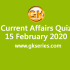 Daily Current Affairs Quiz 16 February 2020