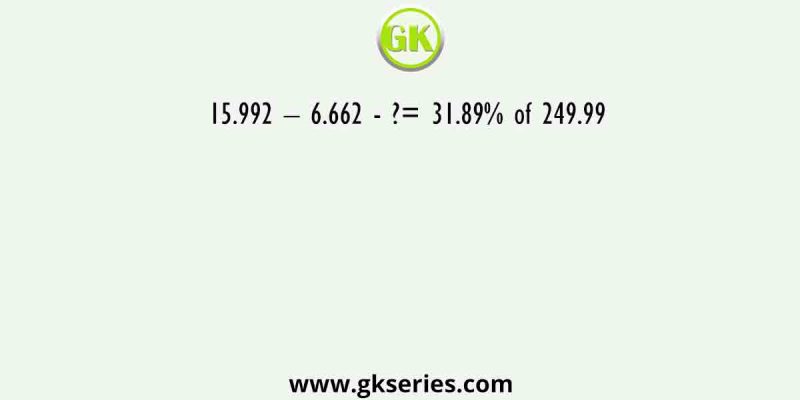 15.992 – 6.662 – ?= 31.89% of 249.99