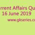 Current Affairs Quiz – 17 June 2019