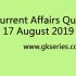 Current Affairs Quiz 16 August 2019