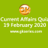 Daily Current Affairs Quiz 20 February 2020