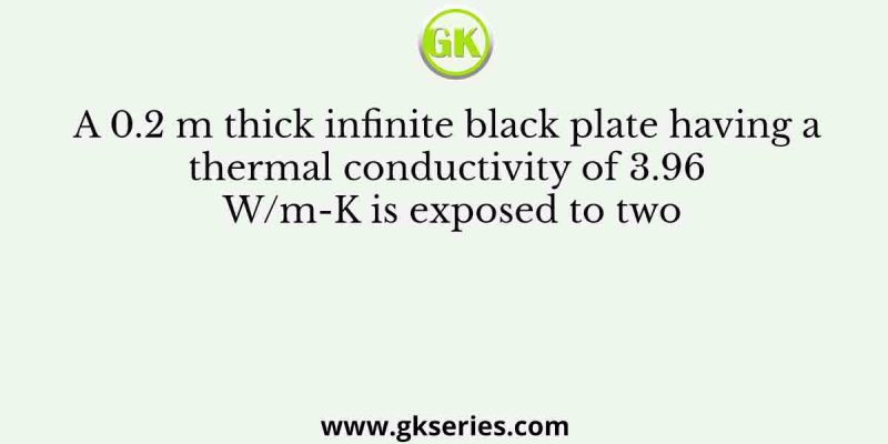 A 0.2 m thick infinite black plate having a thermal conductivity of 3.96 W/m-K is exposed to two