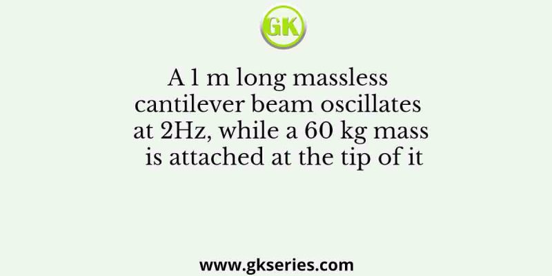 A 1 m long massless cantilever beam oscillates at 2Hz, while a 60 kg mass is attached at the tip of it