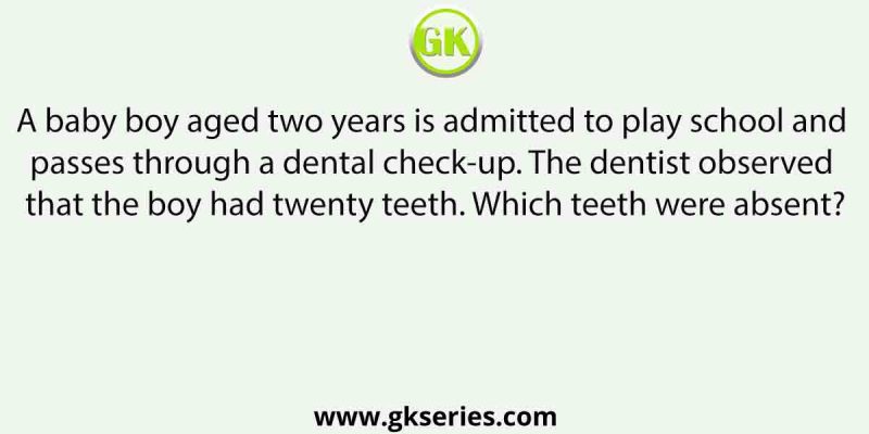 A baby boy aged two years is admitted to play school and passes through a dental check-up. The dentist observed that the boy had twenty teeth. Which teeth were absent?