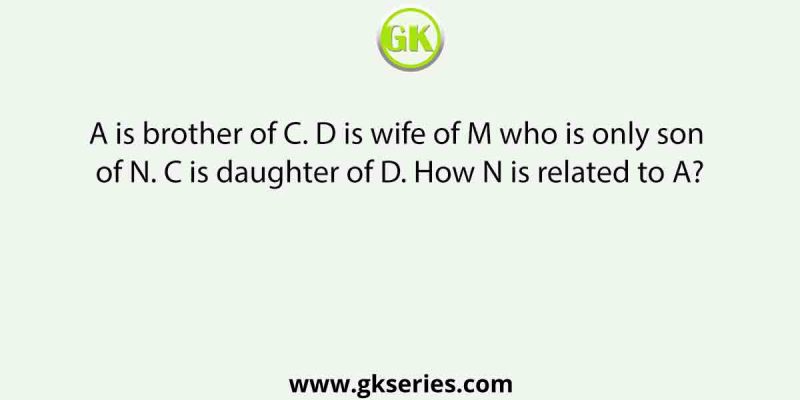 A is brother of C. D is wife of M who is only son of N. C is daughter of D. How N is related to A?