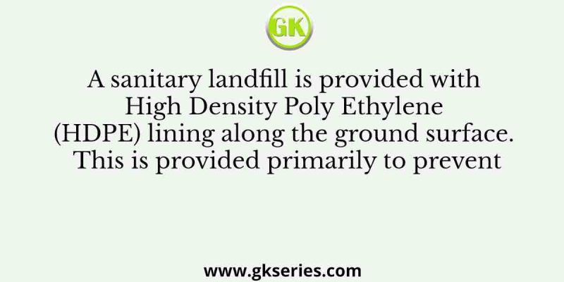 A sanitary landfill is provided with High Density Poly Ethylene (HDPE) lining along the ground surface. This is provided primarily to prevent