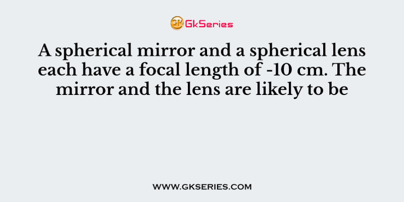 A spherical mirror and a spherical lens each have a focal length of -10 cm. The mirror and the lens are likely to be