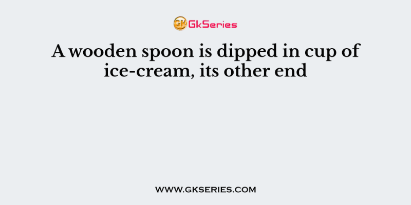 A wooden spoon is dipped in cup of ice-cream, its other end