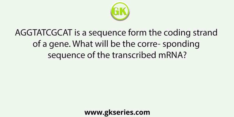AGGTATCGCAT is a sequence form the coding strand of a gene. What will be the corre- sponding sequence of the transcribed mRNA?