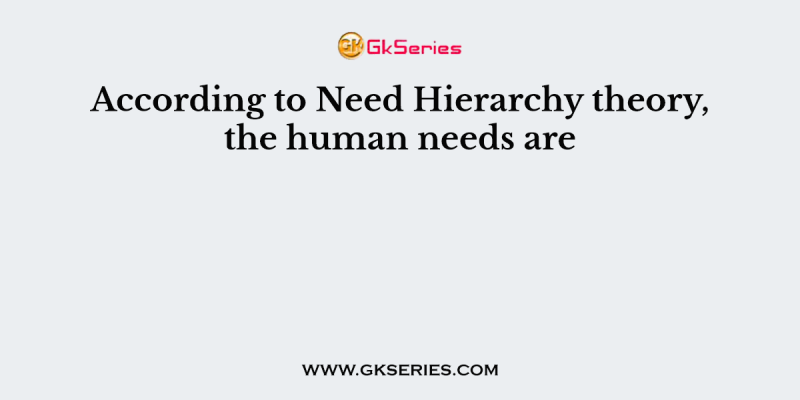 According to Need Hierarchy theory, the human needs are
