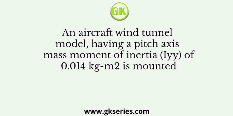 An aircraft wind tunnel model, having a pitch axis mass moment of inertia (Iyy) of 0.014 kg-m2 is mounted