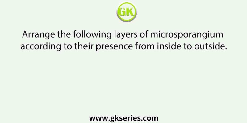 Arrange the following layers of microsporangium according to their presence from inside to outside.