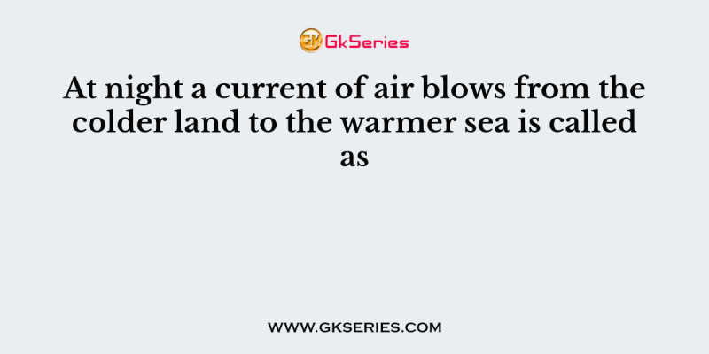 At night a current of air blows from the colder land to the warmer sea is called as