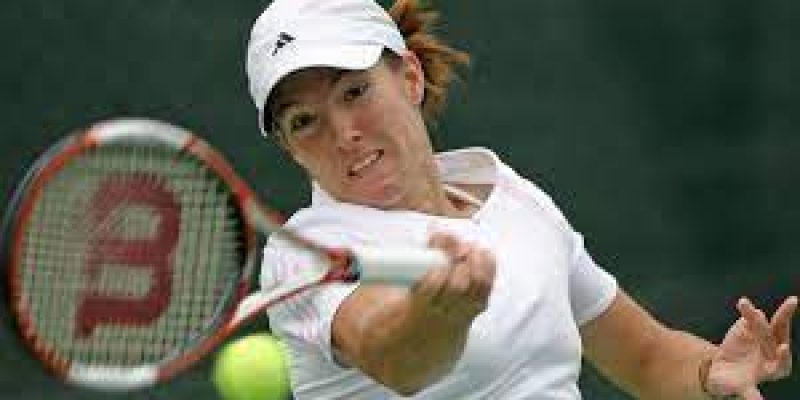 Belgian tennis player Justine Henin receives the Philippe Chatrier Award