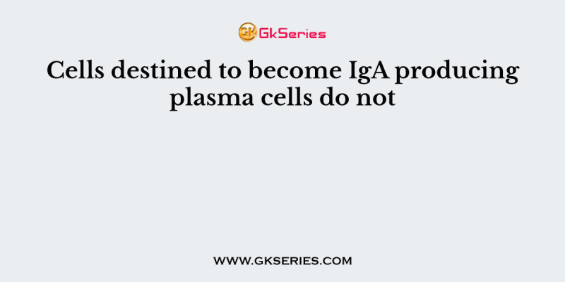 Cells destined to become IgA producing plasma cells do not