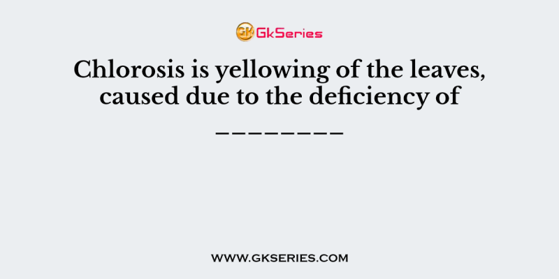 Chlorosis is yellowing of the leaves, caused due to the deficiency of ________