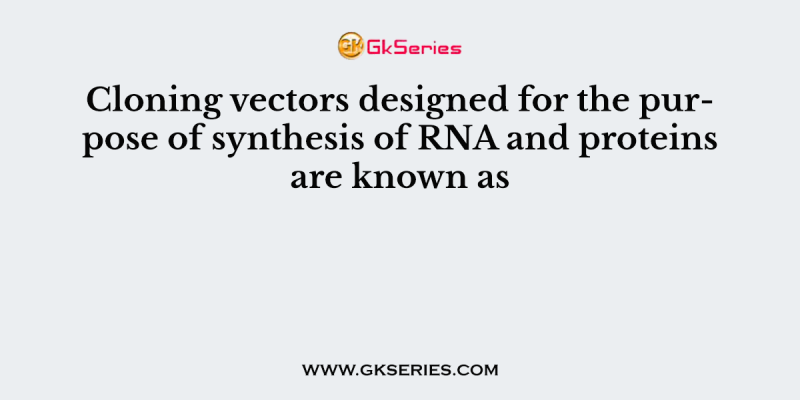 Cloning vectors designed for the purpose of synthesis of RNA and proteins are known as
