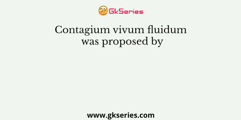 Contagium vivum fluidum was proposed by
