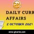 Daily Current Affairs Quiz – 2 October 2021 | Gkseries