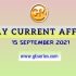 Daily Current Affairs Quiz – 15 September 2021 – Gkseries