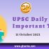 UPSC Daily Static Quiz – 11 October 2021 | Gkseries