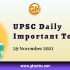 UPSC Daily Static Quiz – 29 November 2021 | Gkseries