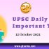 UPSC Daily Static Quiz – 12 October 2021 | Gkseries