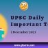 UPSC Daily Static Quiz – 1 December 2021 | Gkseries