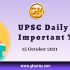 Daily Current Affairs – 15 October 2021 | Gkseries