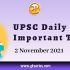 Daily Current Affairs – 2 November 2021 | Gkseries