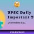 UPSC Daily Static Quiz – 5 December 2021