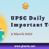 UPSC Daily Static Quiz – 9 March 2022
