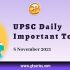 UPSC Daily Static Quiz – 8 November 2021 | Gkseries