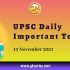 Daily Current Affairs Quiz – 12 November 2021 | Gkseries