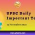 UPSC Daily Static Quiz – 14 November 2021 | Gkseries