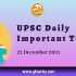 Daily Current Affairs – 22 December 2021 | Gkseries