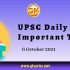 UPSC Daily Static Quiz – 6 October 2021 | Gkseries