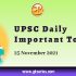 UPSC Daily Static Quiz – 25 November 2021 | Gkseries