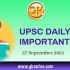 UPSC Daily Static Quiz – 27 September 2021 | Gkseries